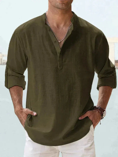 Men’s Linen Long Sleeve Button Shirt