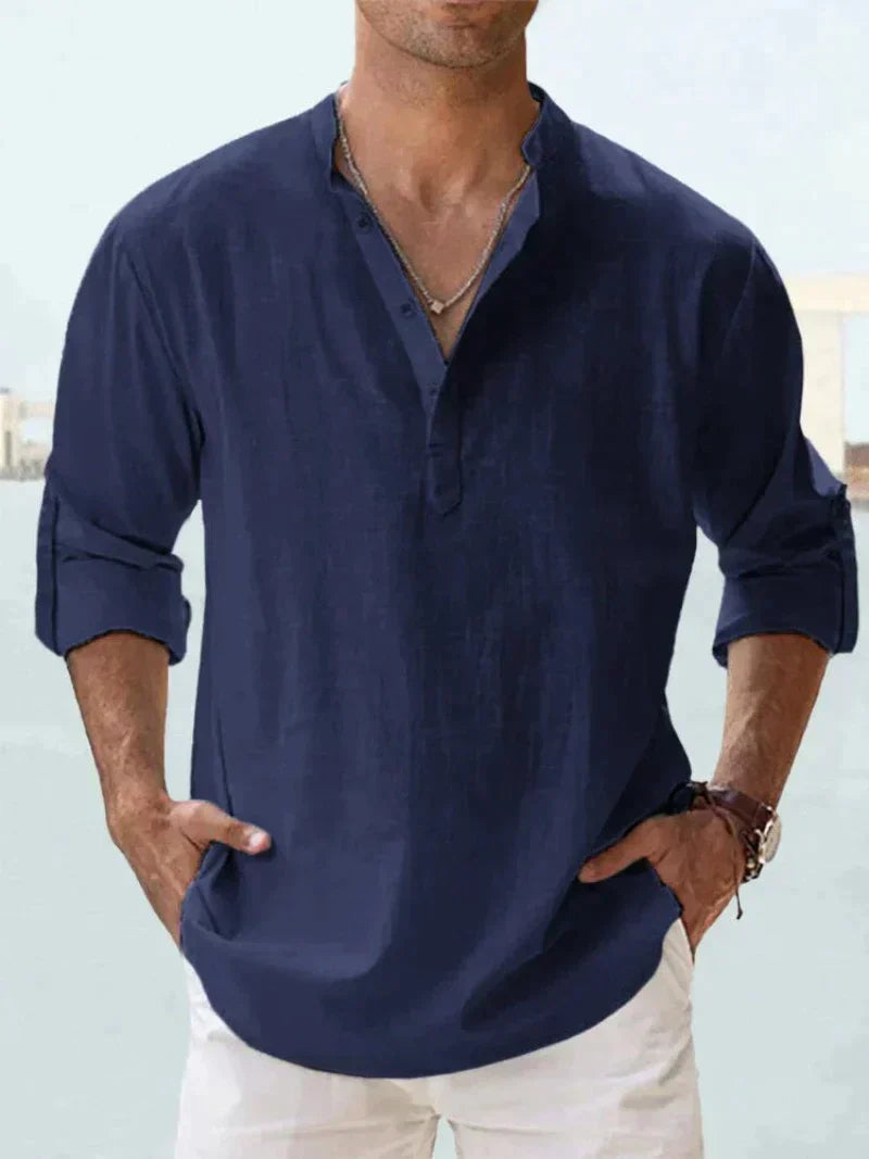 Men’s Linen Long Sleeve Button Shirt