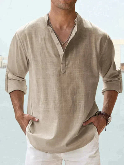 Men’s Linen Long Sleeve Button Shirt