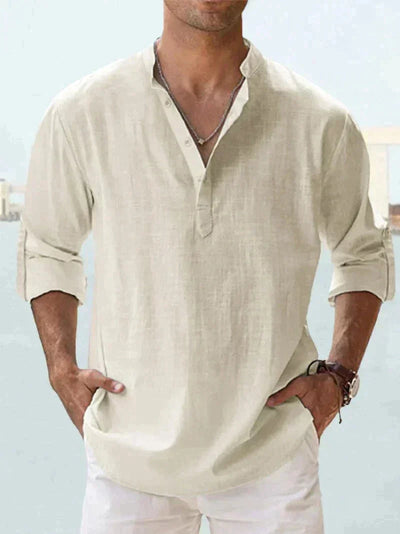Men’s Linen Long Sleeve Button Shirt