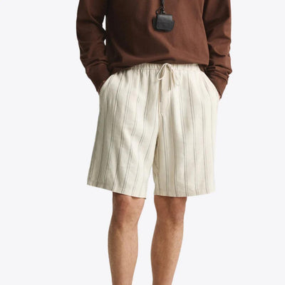 Men’s Beige Striped Linen Shorts
