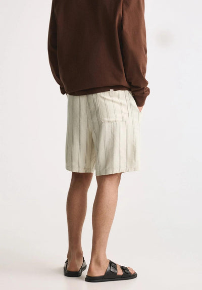 Men’s Beige Striped Linen Shorts