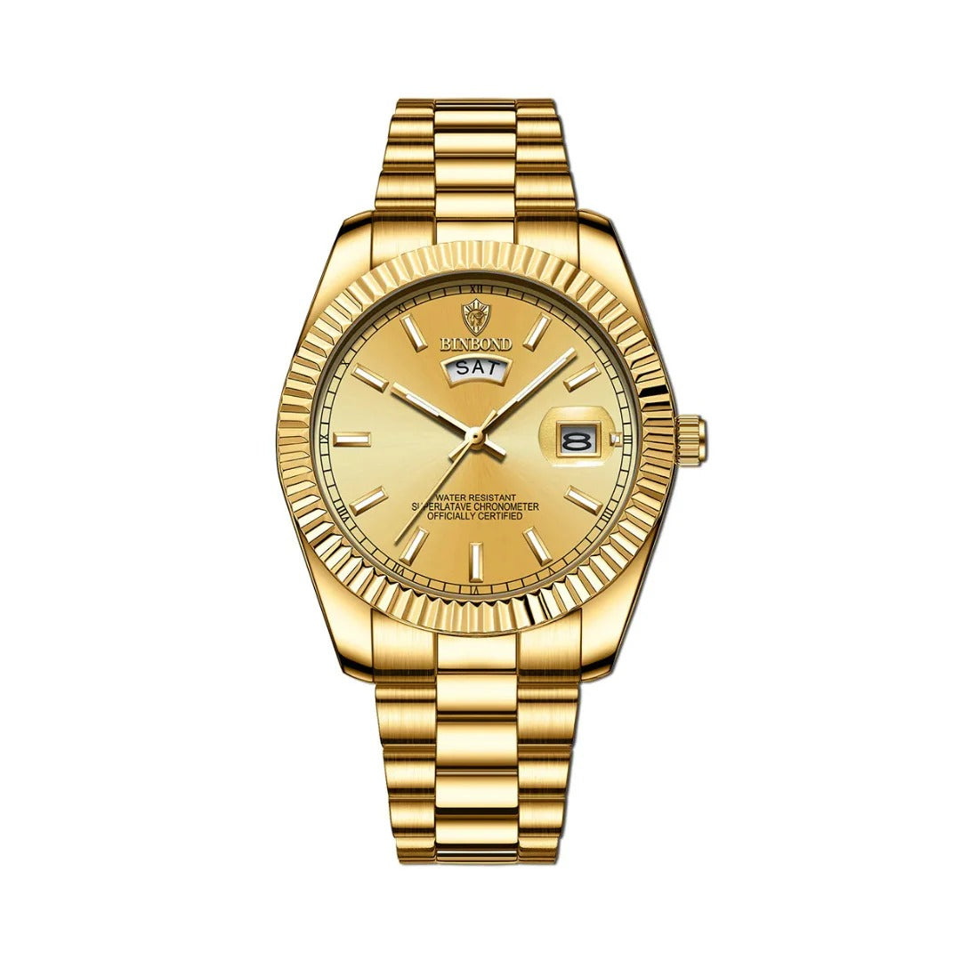 Men's Stainless Steel Watch with Day and Date