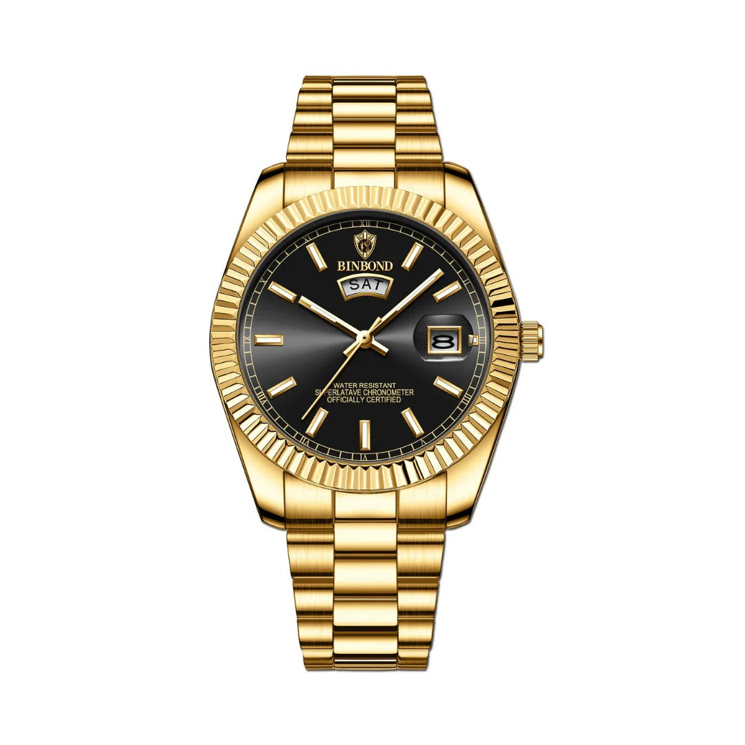 Men's Stainless Steel Watch with Day and Date