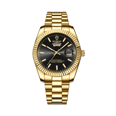 Men's Stainless Steel Watch with Day and Date