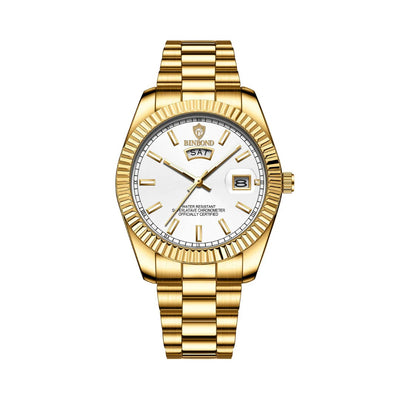 Men's Stainless Steel Watch with Day and Date