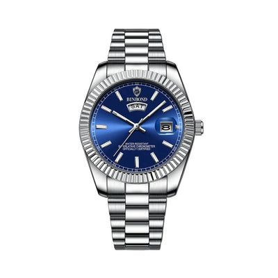 Men's Stainless Steel Watch with Day and Date