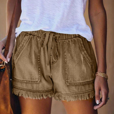 Women's Summer Denim Mini Shorts with Pockets