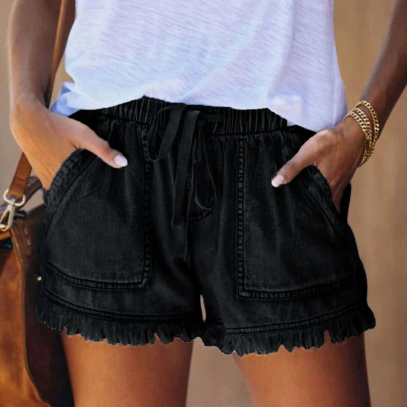 Women's Summer Denim Mini Shorts with Pockets