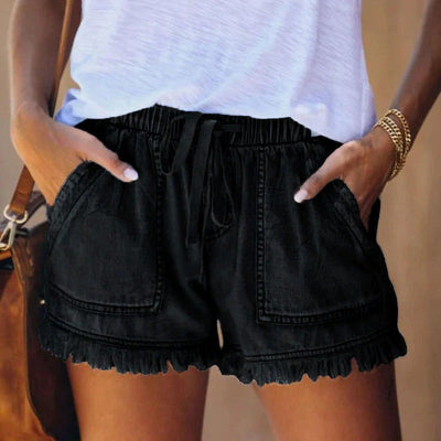 Women's Summer Denim Mini Shorts with Pockets