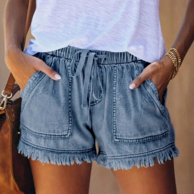 Women's Summer Denim Mini Shorts with Pockets