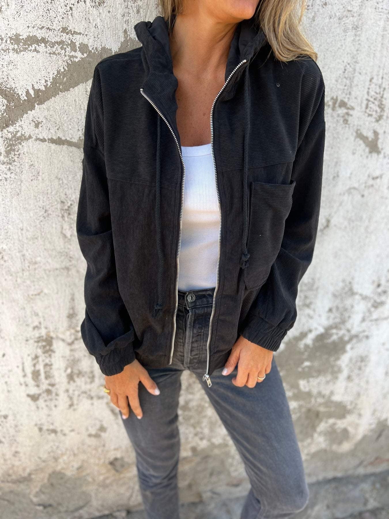Women's Corduroy Zip-Up Summer Jacket